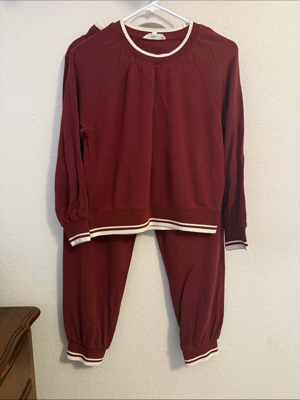 Workshop Republic Clothing Maroon Sweatshirt with White Trim